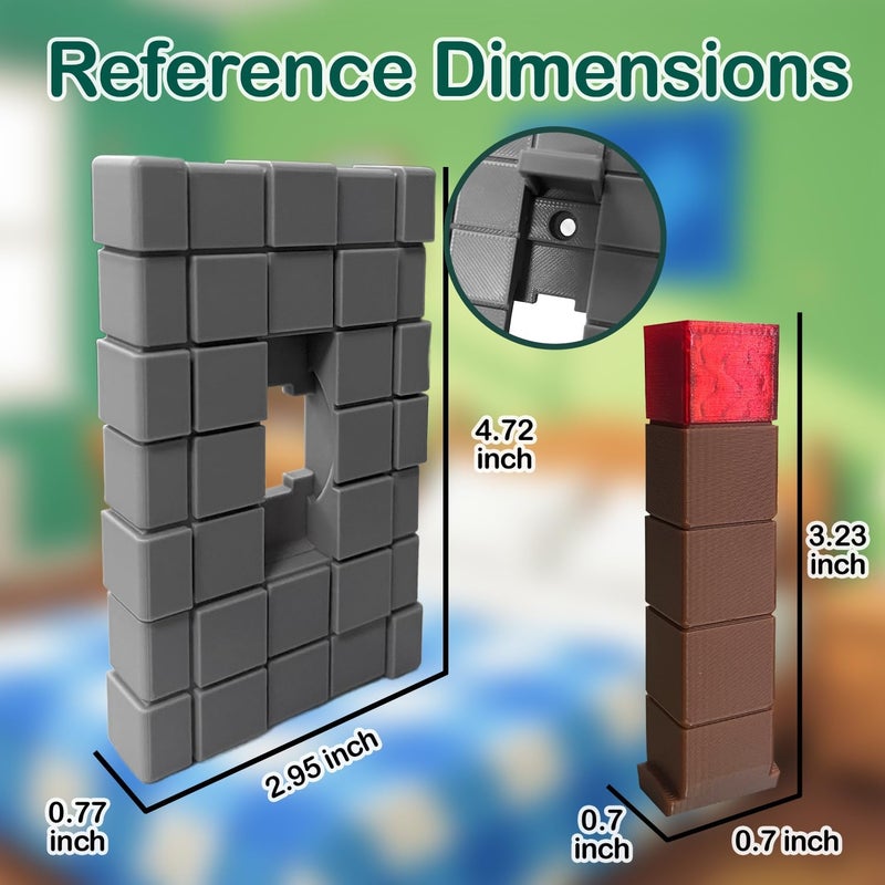 EumbHoa Pixel Block Light Switch Cover Plate, Lever Gangs Toggle, Screws Panel Cover, 3D Gaming-Style Wall Decor, Gaming Bedroom Decorations, Gifts for Kids Fans (Single Toggle Cover) - Image 4